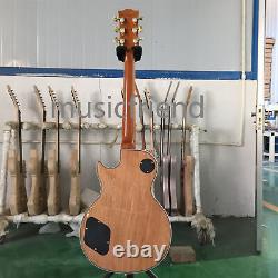 Custom Natural Basswood Electric Guitar 6 String Factory EMG Bridge Gold Parts