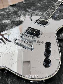 Custom PS Electric Guitar Cracked Mirror Iceman Silver 6 String Free Shipping
