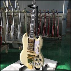 Custom SG Electric Guitar Safe Shipping Gold Hardware Long Tremolo Cream White