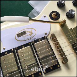 Custom SG Electric Guitar Safe Shipping Gold Hardware Long Tremolo Cream White