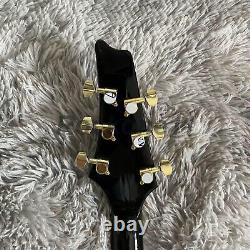 Custom Solid Body Black Electric Guitar 6 String HH Pickups Gold Hardware