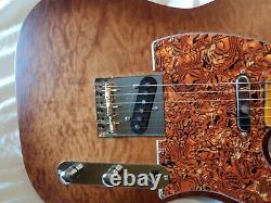 Custom Tele Tobacco Stained Quilted Maple Top, Poplar Body, Flame Maple Neck