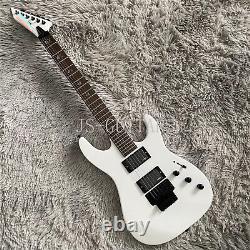 Custom White 6 String Electric Guitar Black Part HH Pickup FR Bridge Solid Body