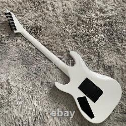 Custom White 6 String Electric Guitar Black Part HH Pickup FR Bridge Solid Body