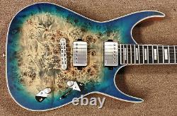 Dean Exile Select Burl Poplar Electric Guitar Satin Turquoise Burst, EMG withTap