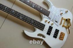 Double Neck Electric Guitar 4 String Electric Bass+6 String electric Guita White
