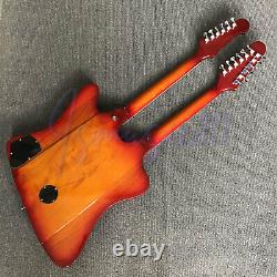 Double Neck Firebird Style Electric Guitar 12+6 Strings Solid Mahogany Body Neck
