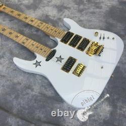 Double neck Electric Guitar 6/6 string white body star fingerboard vibrato New