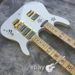 Double neck Electric Guitar 6/6 string white body star fingerboard vibrato New