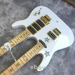 Double neck electric guitar 6/6 string white body fingerboard vibrato system