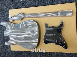 ELECTRIC S HARDTAIL GUITAR KIT, ZEBRA STYLE BODY AND 22F NECK, PLUS ALL PARTS 1a