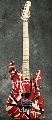 EVH Striped Series 6 String Electric Guitar Red with Black Stripes
