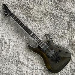 Electric Guitar 6 String Black Quilted Maple Top Black Fretboard Solid Body