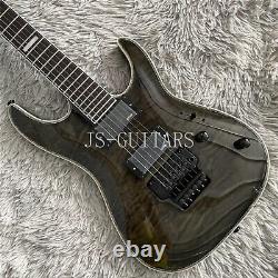 Electric Guitar 6 String Black Quilted Maple Top Black Fretboard Solid Body