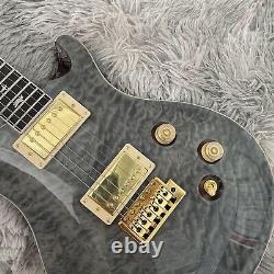 Electric Guitar 6 String Grey Ebony Fretboard Quited Maple Top HH Pickups