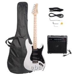 Electric Guitar Kit Full Size String Black White Classic Vintage Beginner Glarry