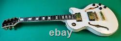 Electric Guitar NEW ORLEANS Les Paul White Glossy Semi-Acoustic Gold