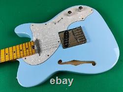 Electric Guitar NEW ORLEANS Style TELECAST Light Blue Semihollow 2 Pick Ups