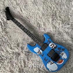 Electric Guitar ST 6 String Blue Ebony Fretboard 2 Humbucker Pickups FR Bridge