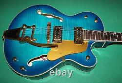 Electric Guitar Semi-Hollow EMPEROR STYLE BIGSBY Tremolo Blue' Flamed