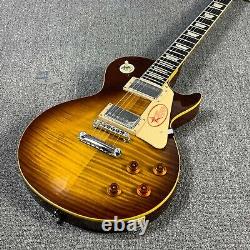 Electric Guitar Solid Mahogany Body Yellow Binding Flamed Maple Veneer Top