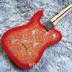 Electric Guitar TL 6 String Maple Fretboard SS Pickups Transparent Pickguard