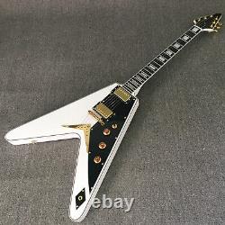 Electric Guitar White Solid Mahogany Neck String Thur Body Gold Part