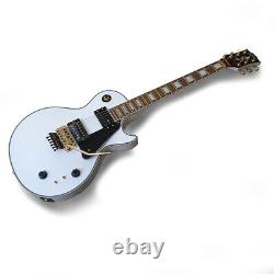 Electric Guitar With Sustainer Burny Les Paul RLC-105S Snow White & Floyd Rose