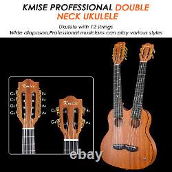 Electric Ukulele Double Neck Ukulele 4 and 8 String Professional Uku Mahogany