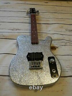 Electric Ukulele, Steel string Concert scale. Silver sparkle! Handmade in UK