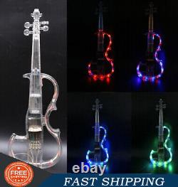 Electric Violin 4/4 Transparent Crystal Acrylic Body Led Light