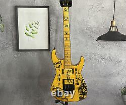 Factory 6 String Electric Guitar Kirk Hammett Ouija Star and Moon Inlay Yellow