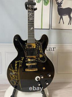 Factory Black Electric Guitar Gold Hardware HH Pickups Black Fretboard 6Strings