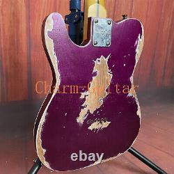 Factory Relic Finish Metallic Purple Electric Guitar TL Maple Neck Dot Inlay