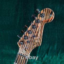 Full Zebrawood ST Electric Guitar Finished SSS Pickups With Black Pickguard