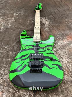 George Lynch Electric Guitar ST Green Tiger Stripe 6 String Maple Fretboard FR