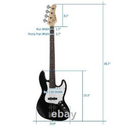 Glarry 4 String Electric Bass Guitar 2-Single Pickup with Pickguard Bag Strap Kit