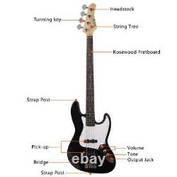Glarry 4 String Electric Bass Guitar 2-Single Pickup with Pickguard Bag Strap Kit