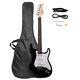 Glarry GST 6 String Electric Guitar With Bag Strap Cord Wrench Tool Full Set Black
