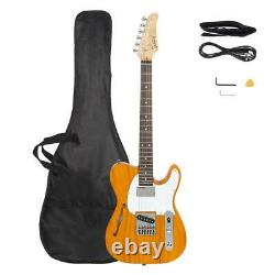Glarry GTL Semi-Hollow Electric Guitar 3-Way Switch with Pickguard Yellow