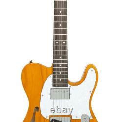 Glarry GTL Semi-Hollow Electric Guitar 3-Way Switch with Pickguard Yellow