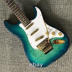 Gradient Blue ST Electric Guitar 6 String S S S Pickups Quitted Maple Venner