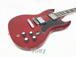 Haze 275TR Solid Body Electric Guitar, H-H, Dark Red+Free Gig Bag, Extra Strings