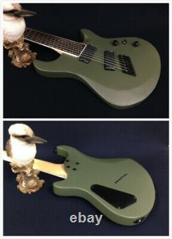 Haze-7FF MGS Fanned-Fret, 7-String Electric Guitar, Satin Military Green+Free Bag