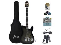 Haze MRC601EQBK Nylon String Electric Guitar, Mahogany, Piezo Pickup bag tuner