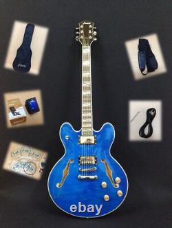 Haze SEG-272 Teal-Blue Semi-Hollow Body, F Holes Electric Guitar +Free Gig Bag