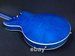 Haze SEG-272 Teal-Blue Semi-Hollow Body, F Holes Electric Guitar +Free Gig Bag
