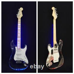 Haze Transparent Acrylic Electric Guitar withMulti-color LED Lights + Bag HSE-200P