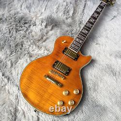 Hollow Body Electric Guitar Gold Part Flame Maple Top Rosewood Fretboard
