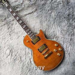 Hollow Body Electric Guitar Gold Part Flame Maple Top Rosewood Fretboard